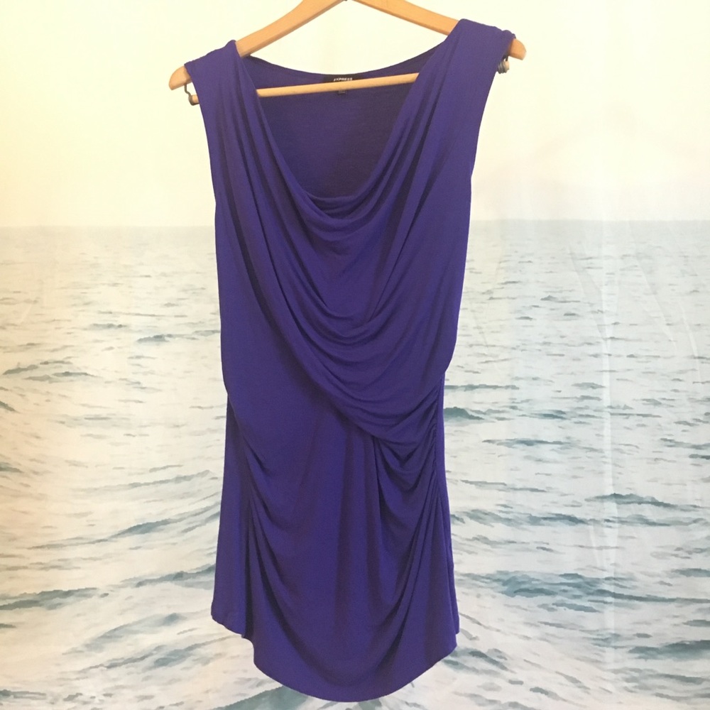 Purple Express sleeveless top longer style.
